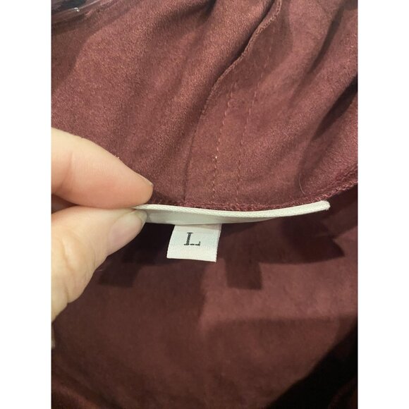 Bryn Walker Shirt Womens Large Burgundy Cowl Neck Tunic Pocket Made USA - Picture 5 of 6